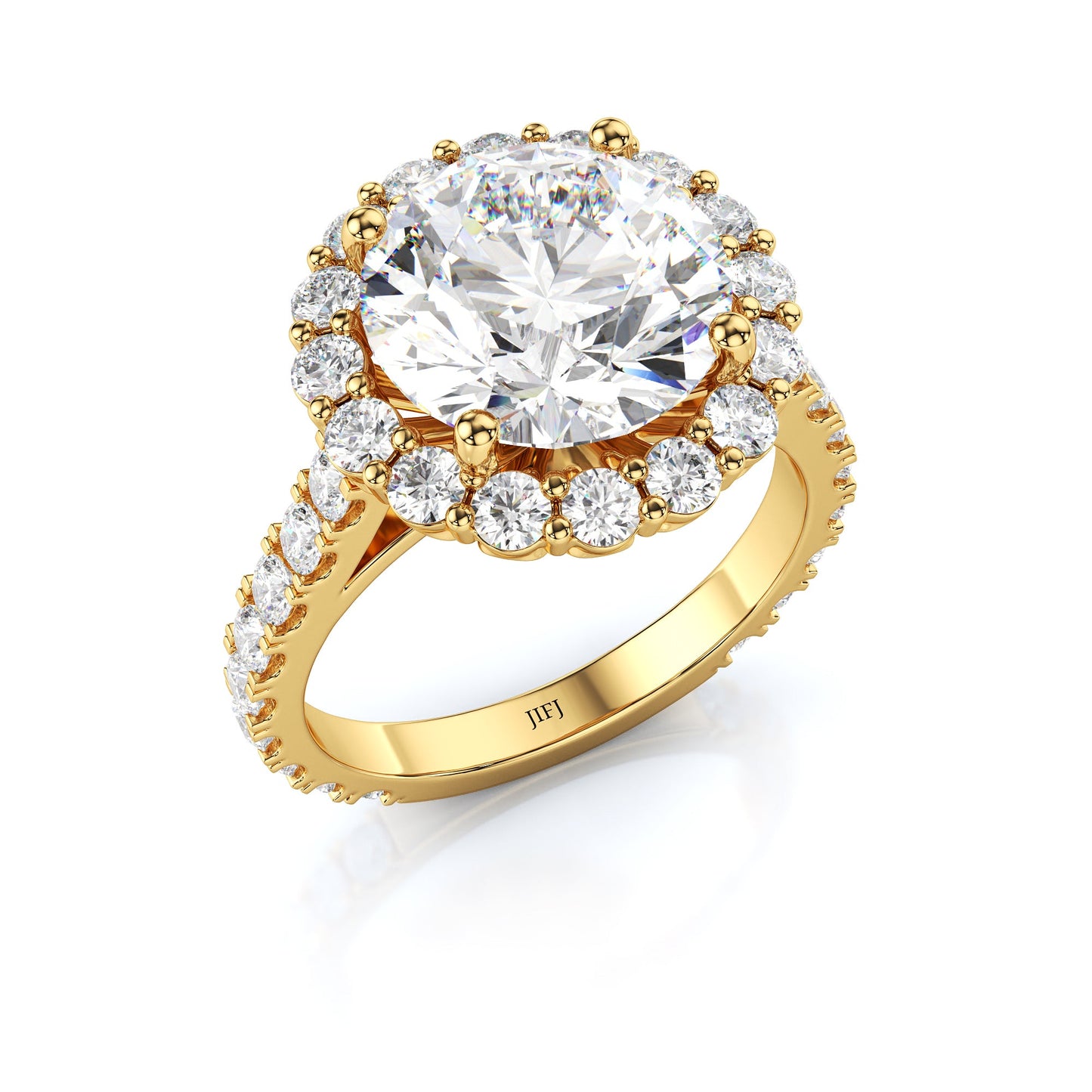 Bague de fiançailles halo taille rond diamant lab