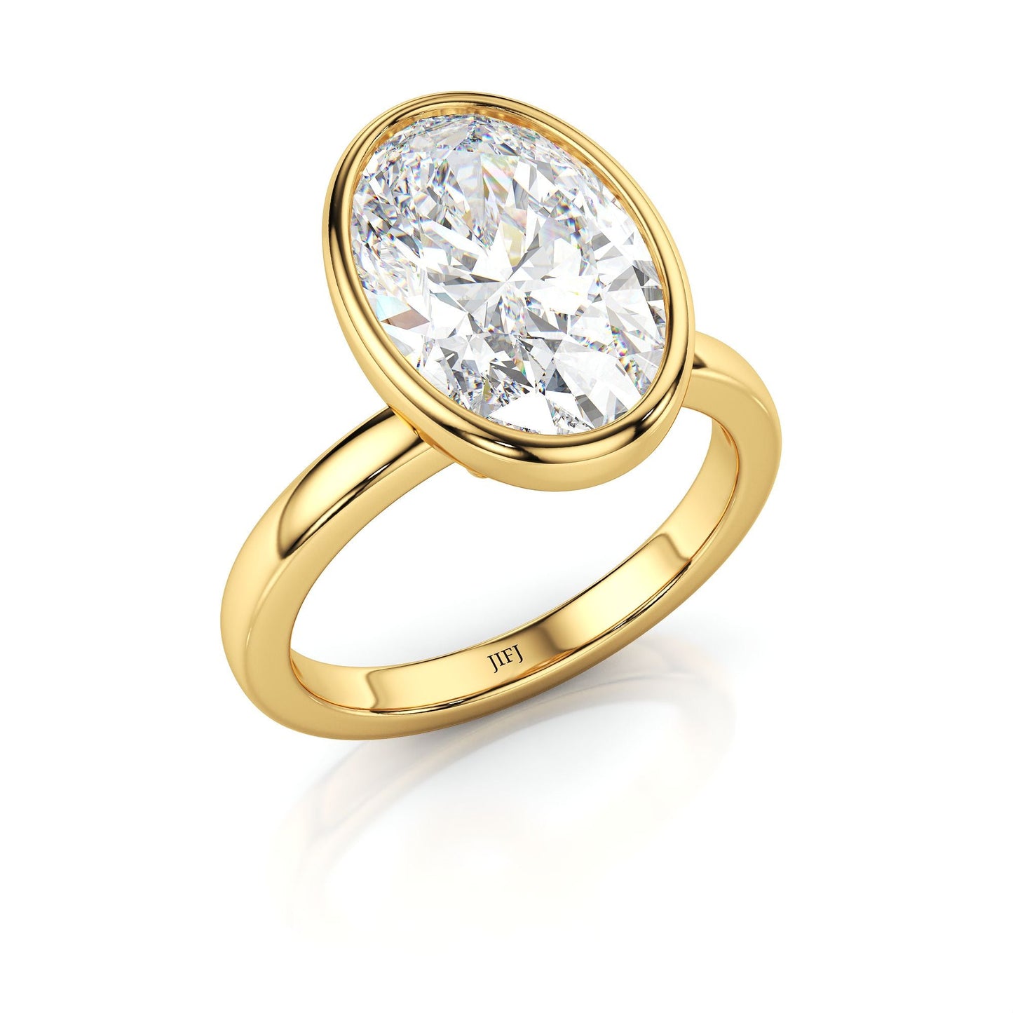 Lab Diamond Oval Bezel Engagement Ring