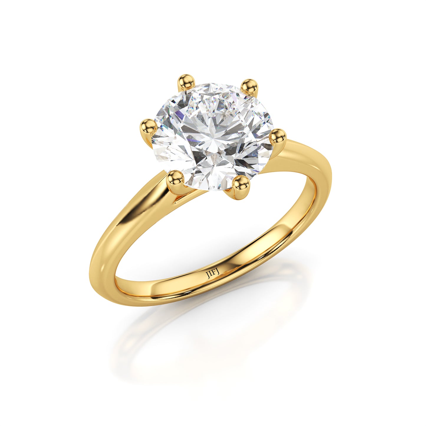 Bague de fiançailles diamant rond solitaire à six griffes