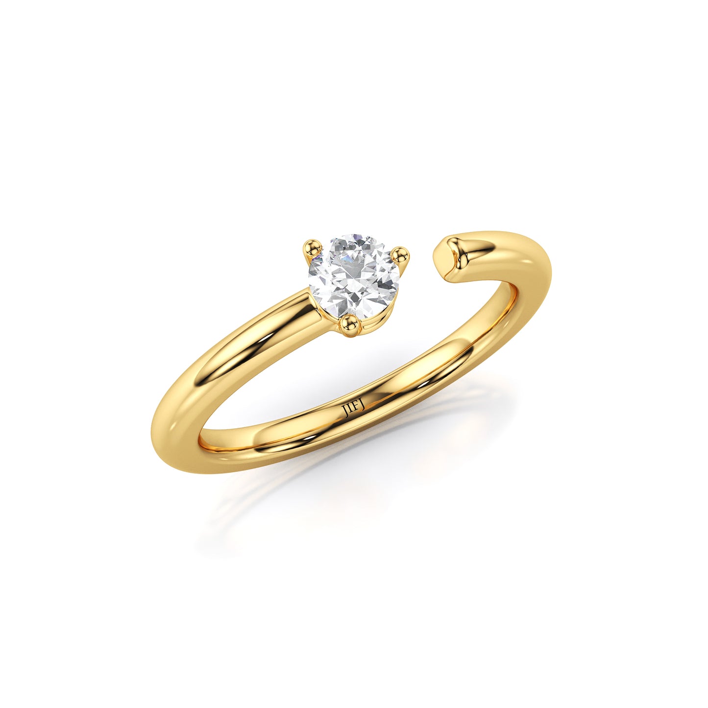 Jonc d'éternité diamant solitaire à manchette ouverte