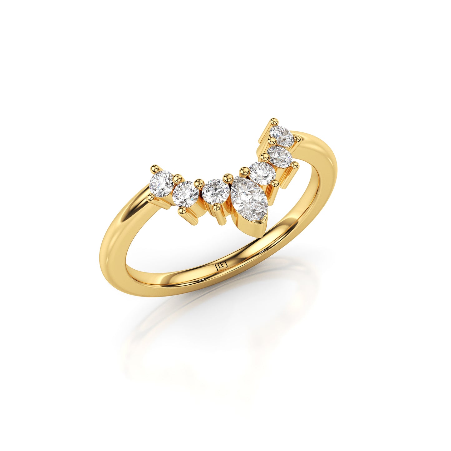 Crown Curved Round & Marquise Diamond Eternity Band