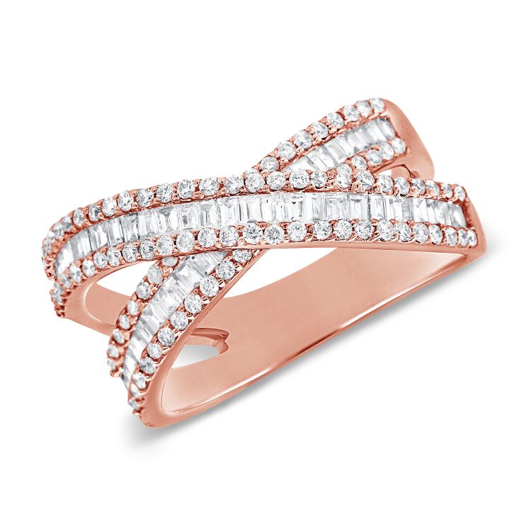 Diamond Baguette Crossover Ring