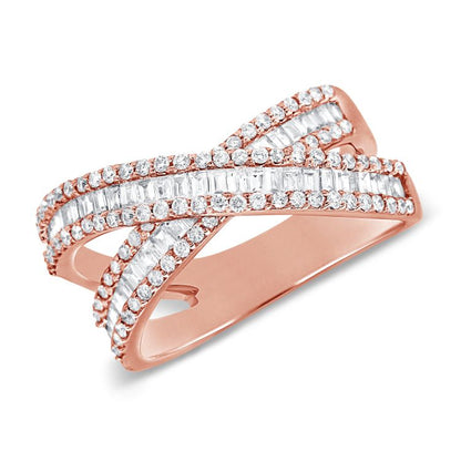 Diamond Baguette Crossover Ring