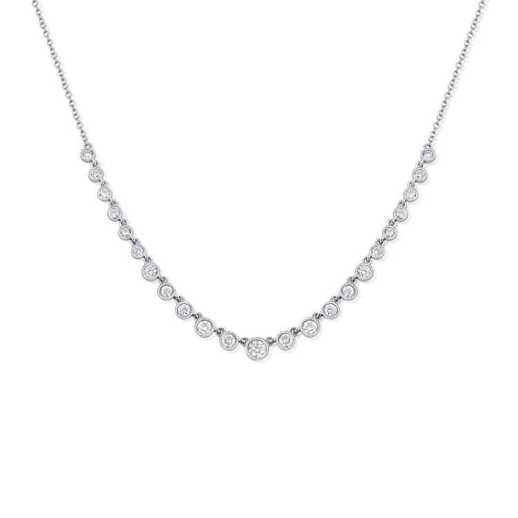 Collier tennis à lunette ronde en diamants