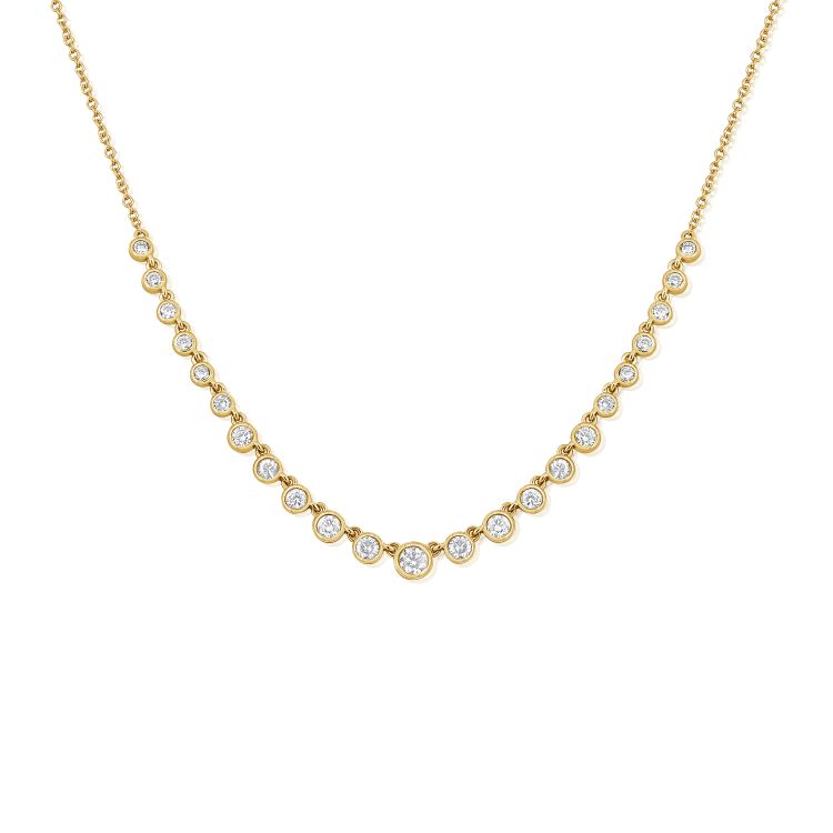 Collier tennis à lunette ronde en diamants