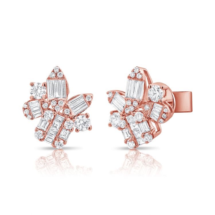 Puces Fantaisie Diamant Baguette