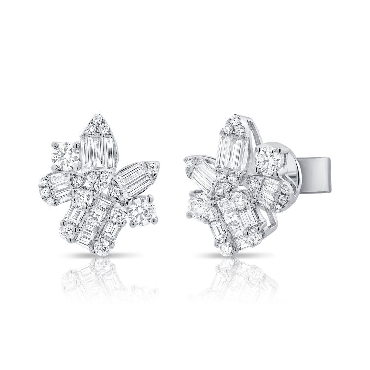 Puces Fantaisie Diamant Baguette