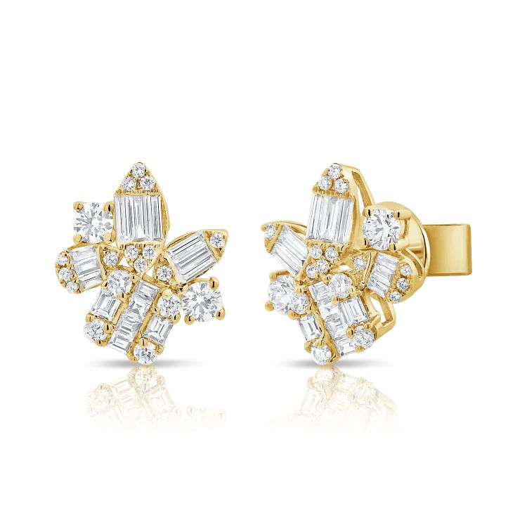 Puces Fantaisie Diamant Baguette