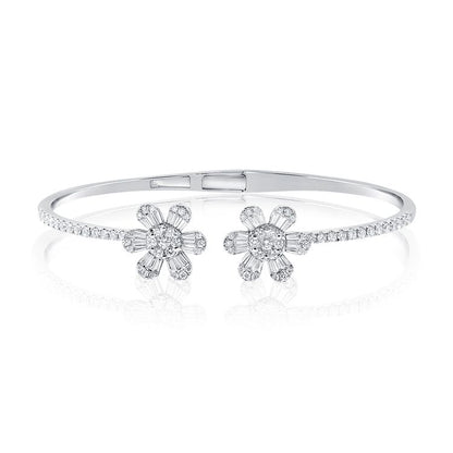 Open Diamond Floral Cuff Bracelet