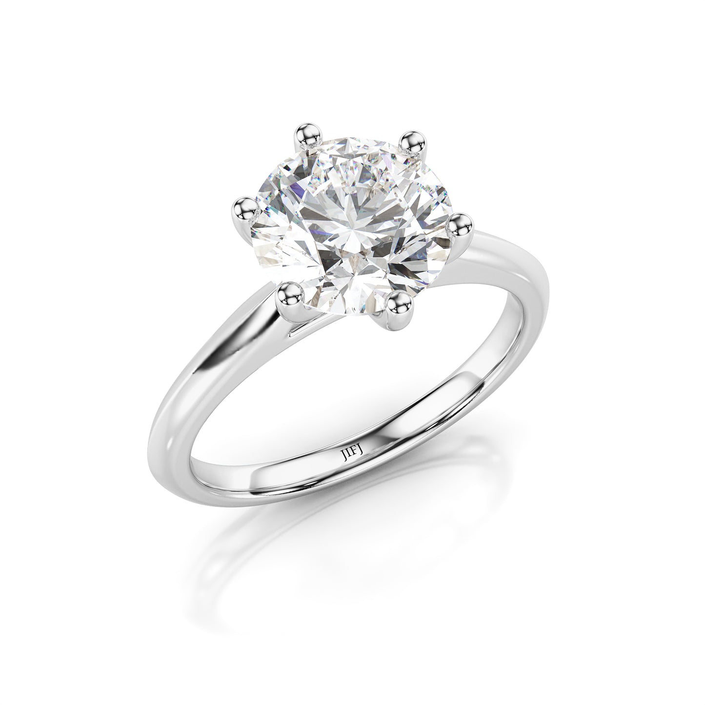 Bague de fiançailles diamant rond solitaire à six griffes