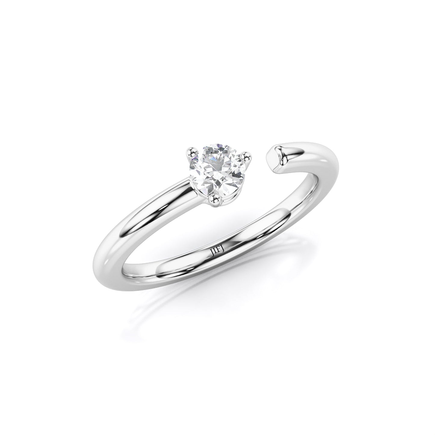 Jonc d'éternité diamant solitaire à manchette ouverte