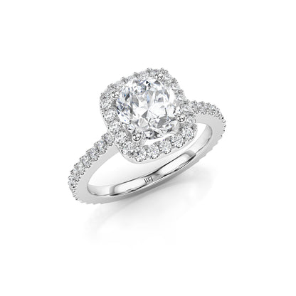 Cushion Halo Pavé Diamond Engagement Ring