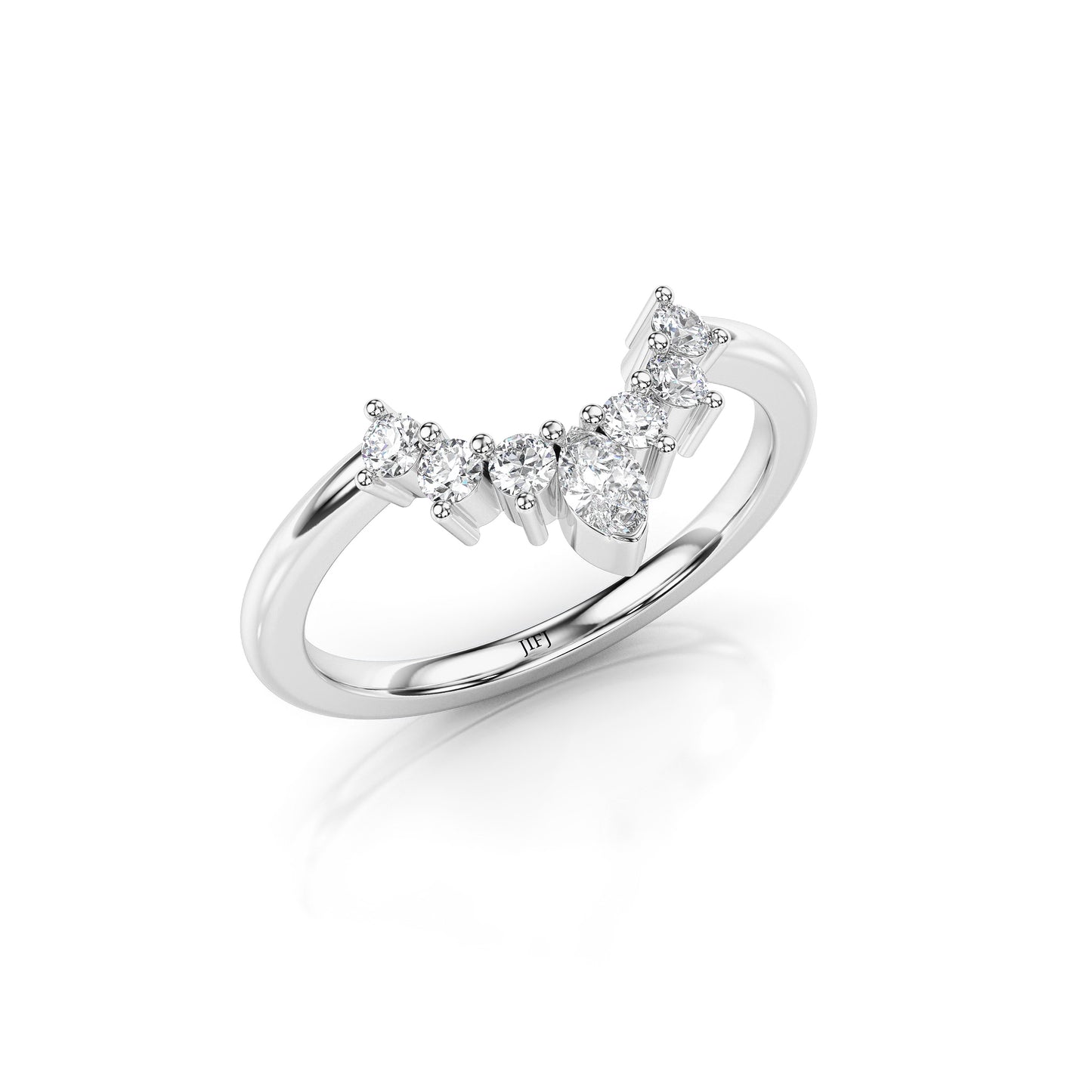 Crown Curved Round & Marquise Diamond Eternity Band