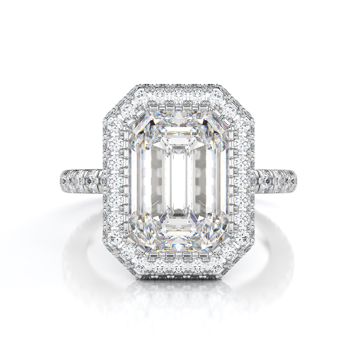 Radiant Cut Pavé Halo Engagement Ring