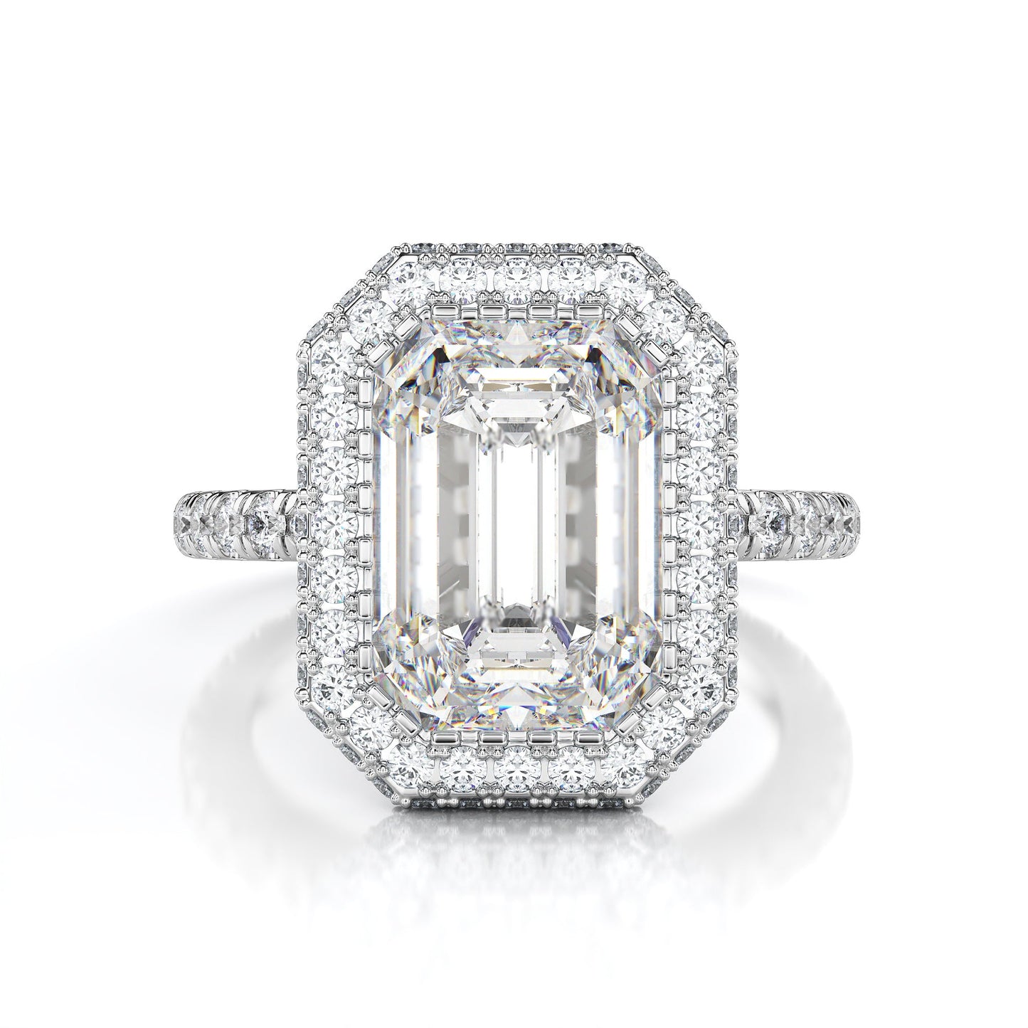 Lab Diamond Radiant Pavé Halo Engagement Ring
