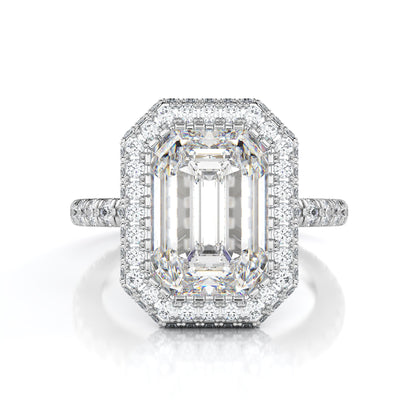 Lab Diamond Radiant Pavé Halo Engagement Ring