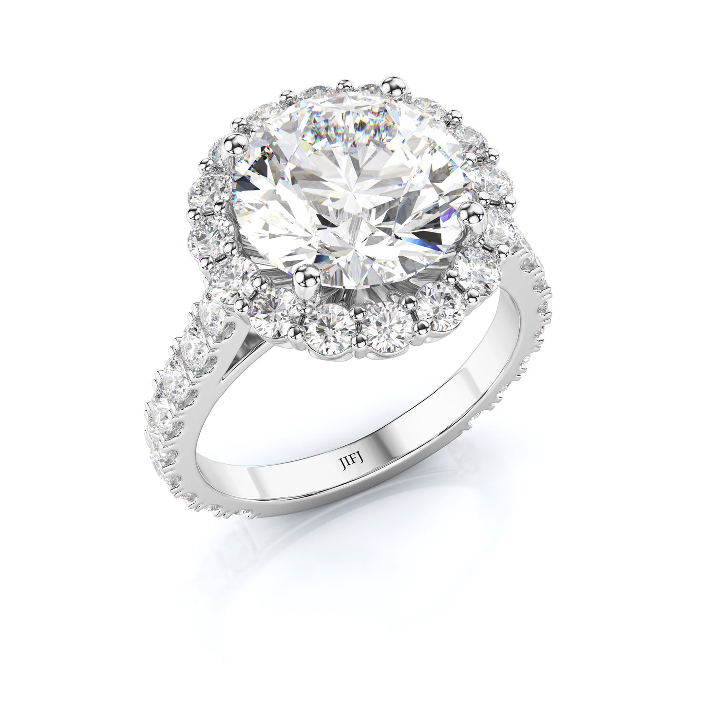Bague de fiançailles halo de diamants ronds