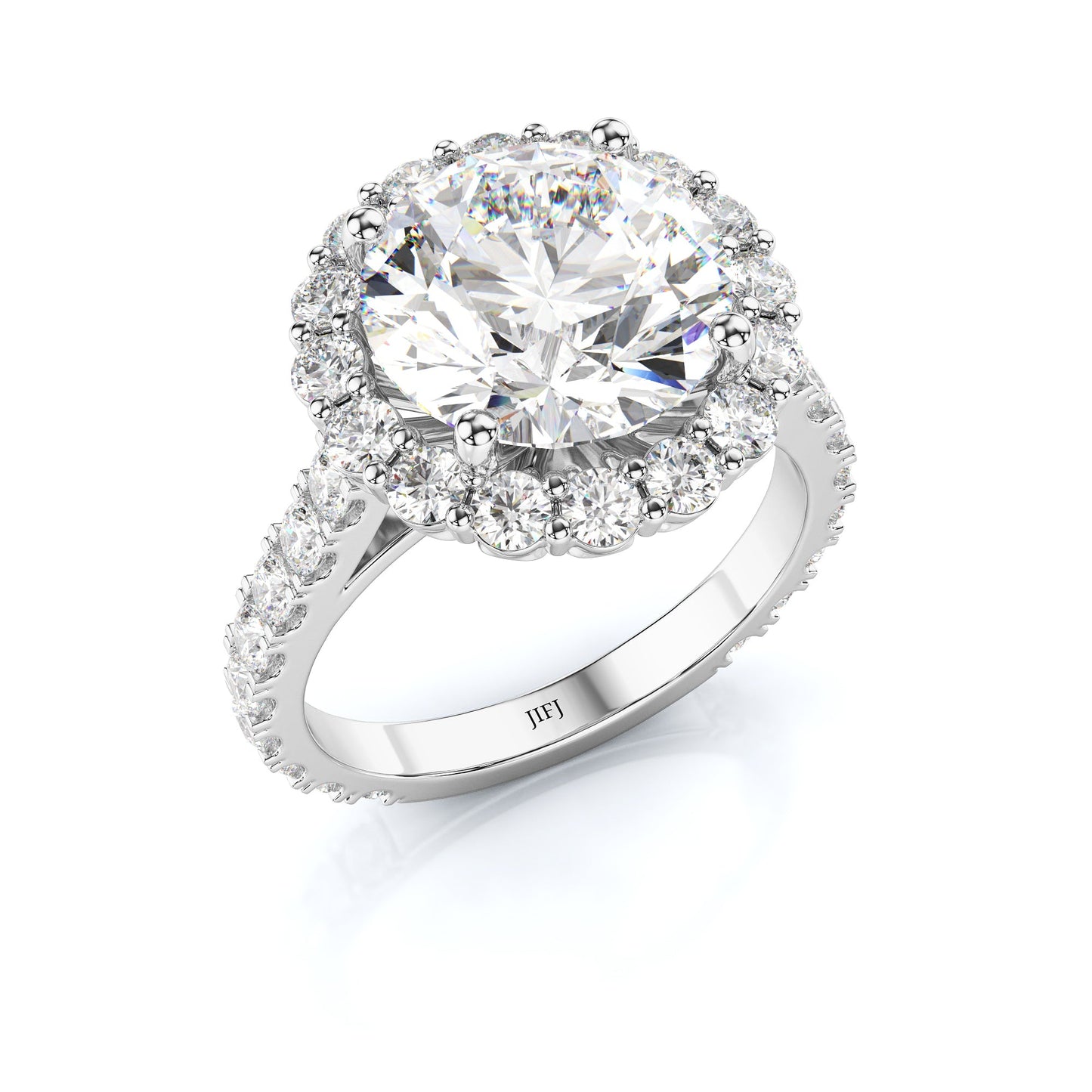 Lab Diamond Round Halo Engagement Ring