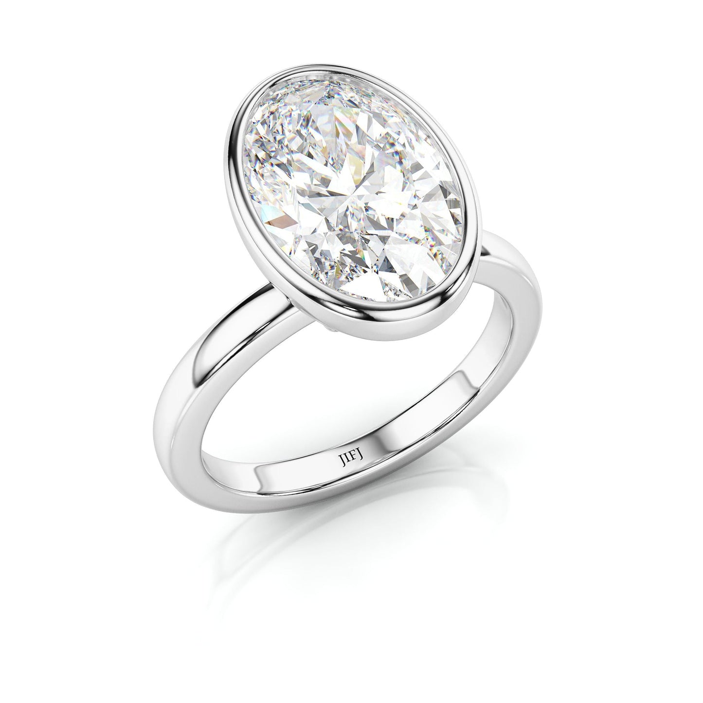 Lab Diamond Oval Bezel Engagement Ring