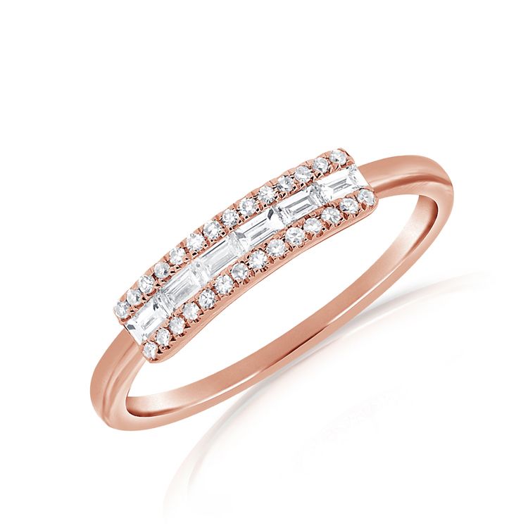 Bague diamant barre baguette