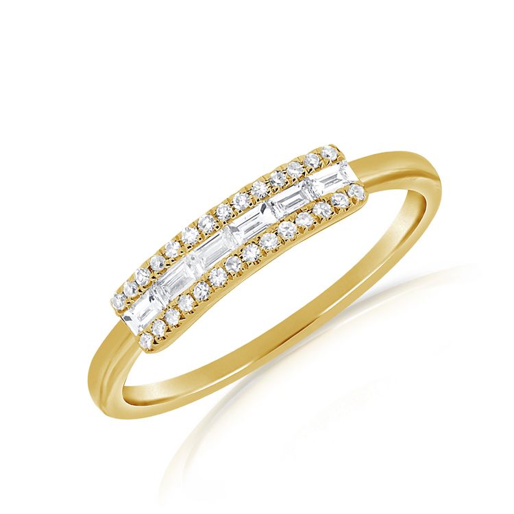 Bague diamant barre baguette
