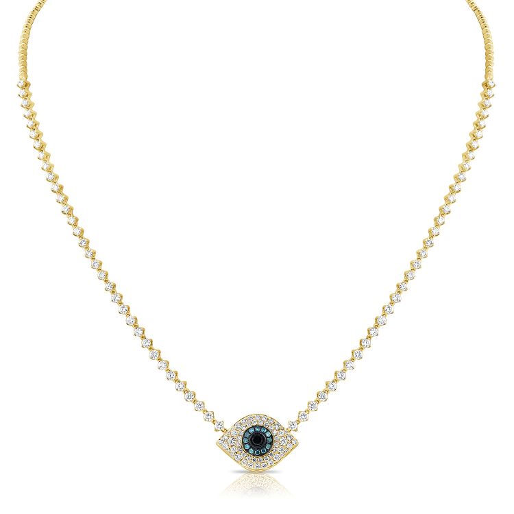 Evil Eye Diamond Tennis Necklace