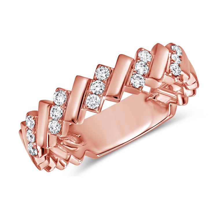 Slanted Alternating Diamond Ring
