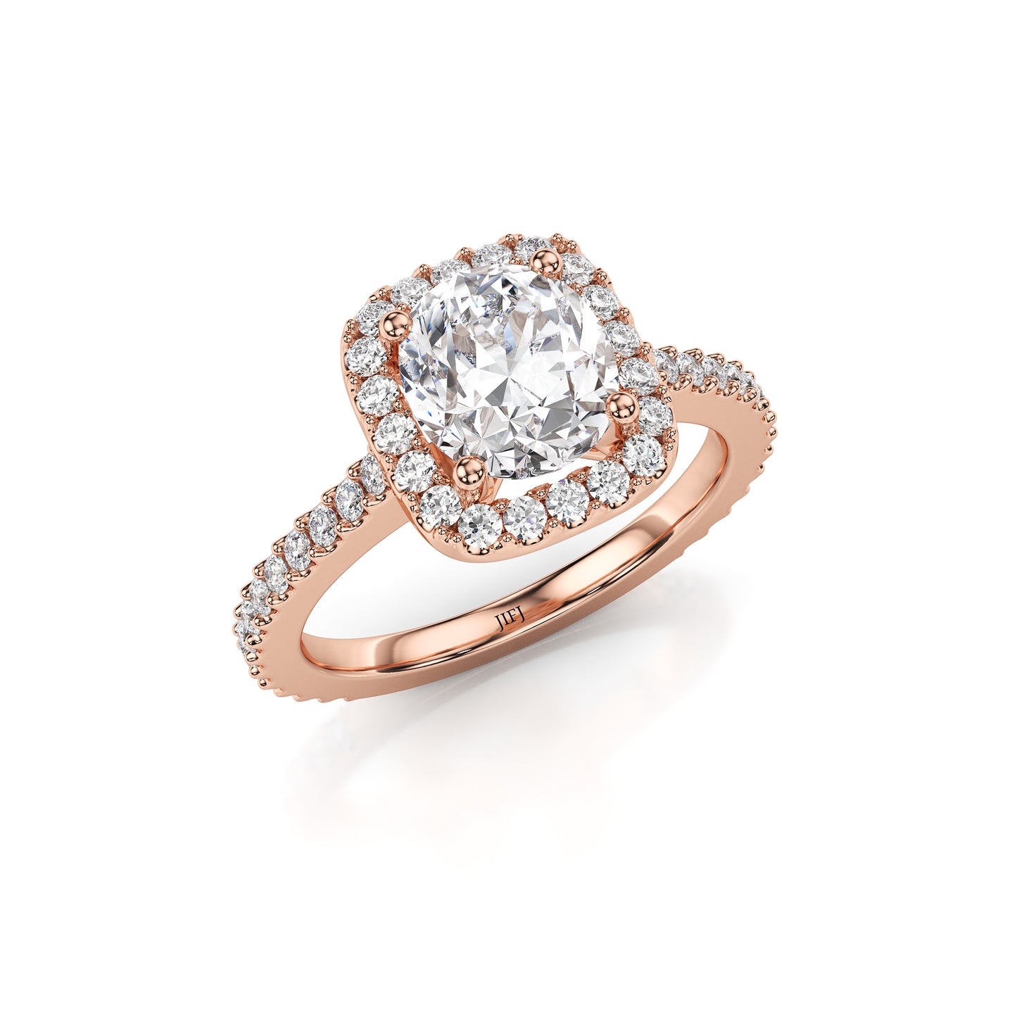 Cushion Halo Pavé Diamond Engagement Ring