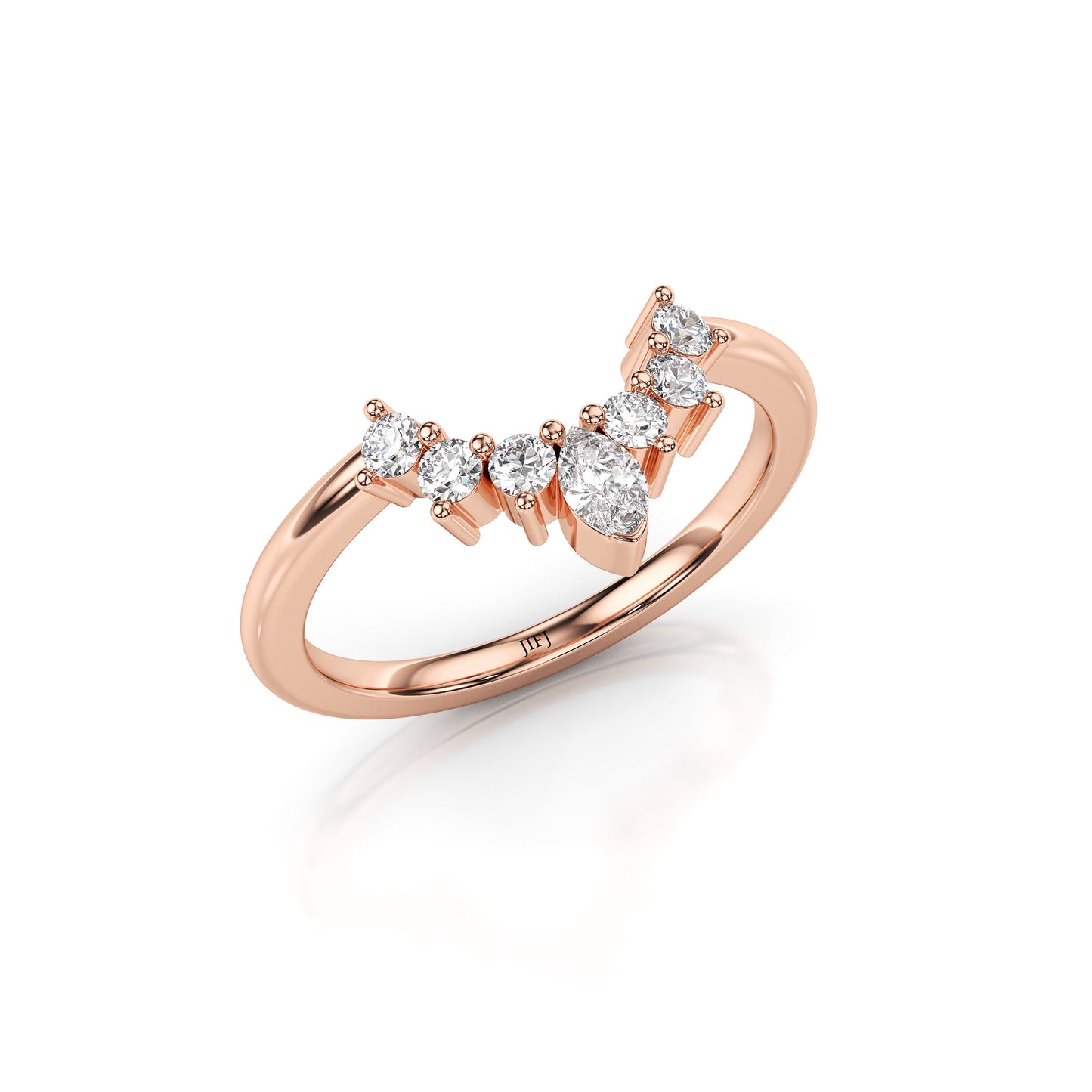 Crown Curved Round & Marquise Diamond Eternity Band
