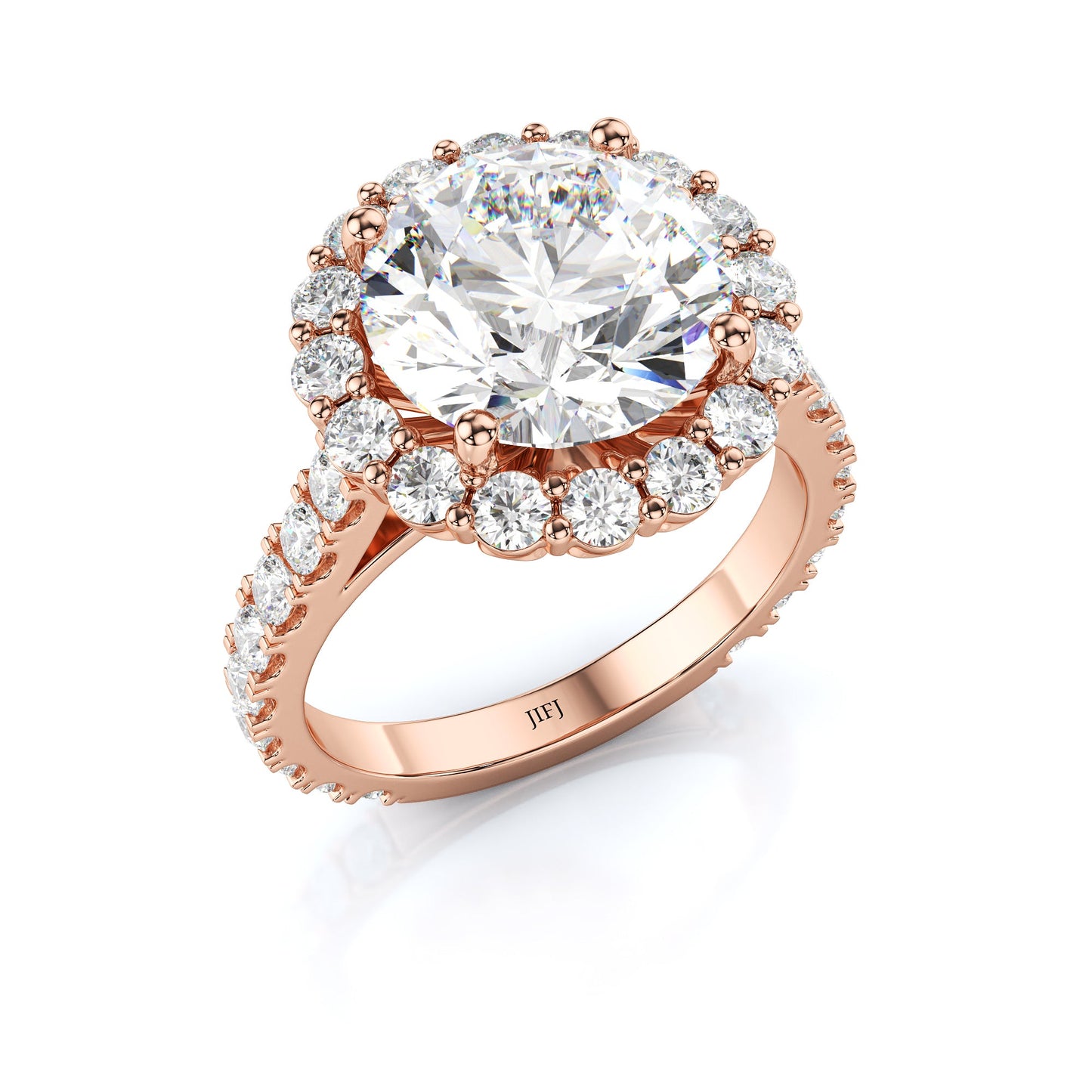 Bague de fiançailles halo taille rond diamant lab