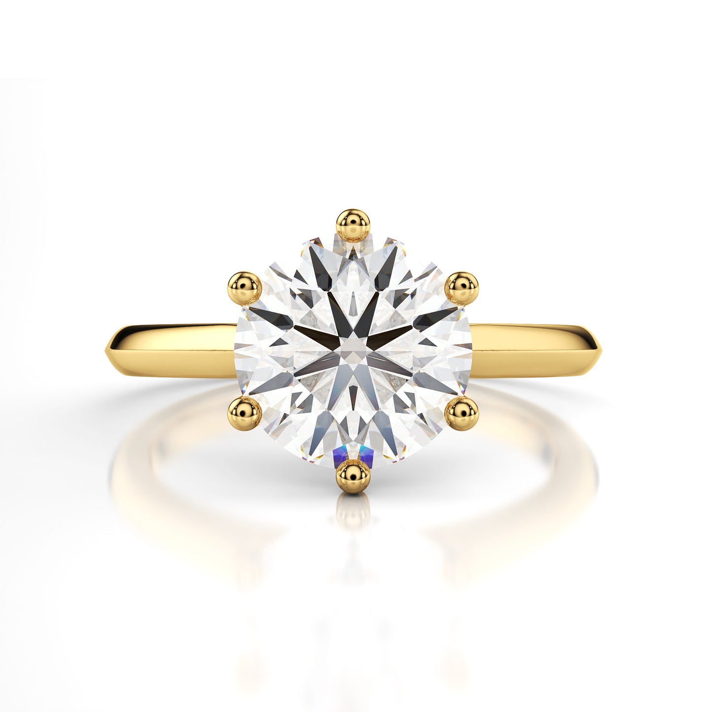 Bague de fiançailles diamant rond solitaire à six griffes