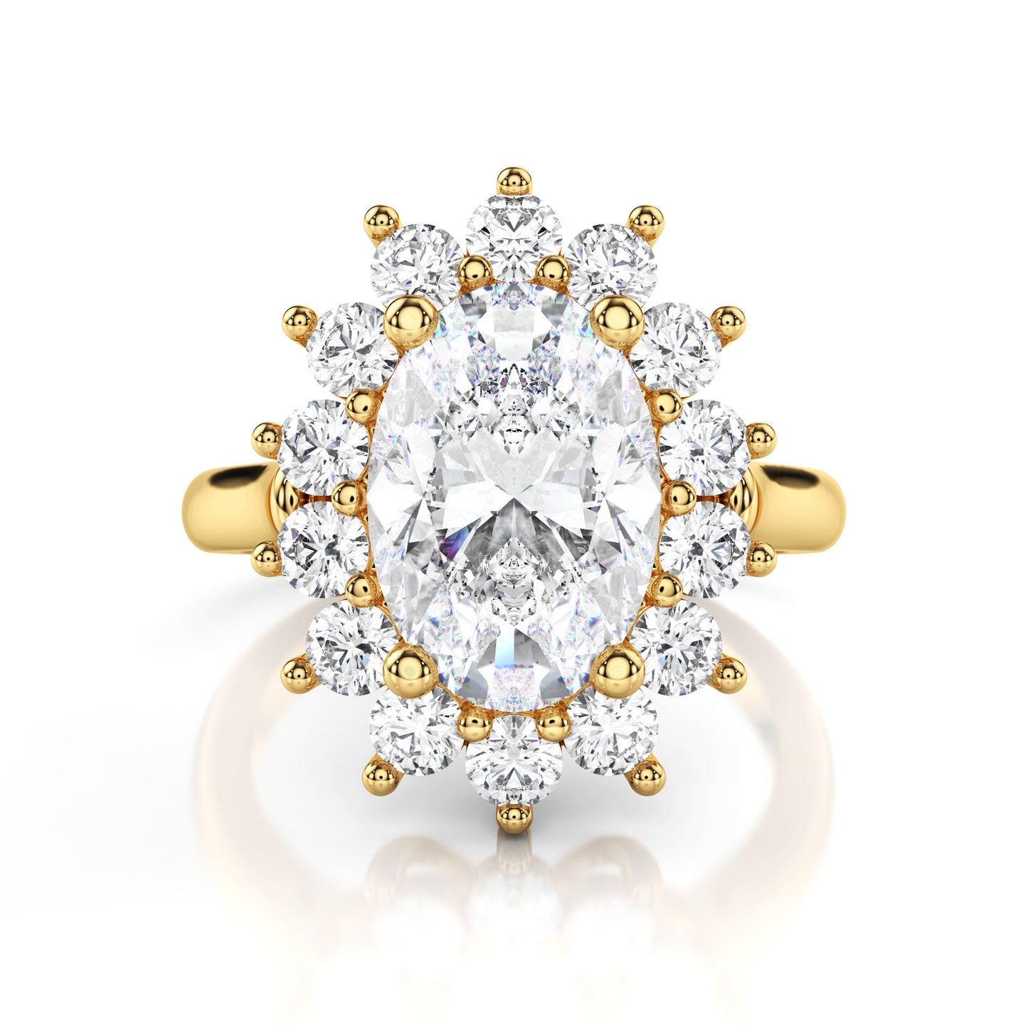 Bague de fiançailles ovale halo vintage Diamant lab