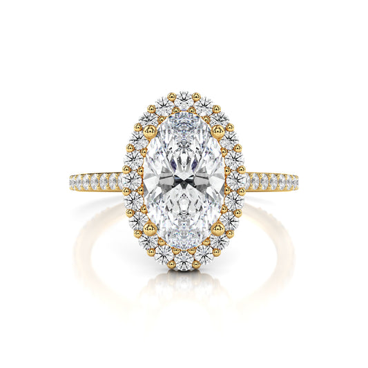 Lab Diamond Micro Halo Oval Engagement Ring
