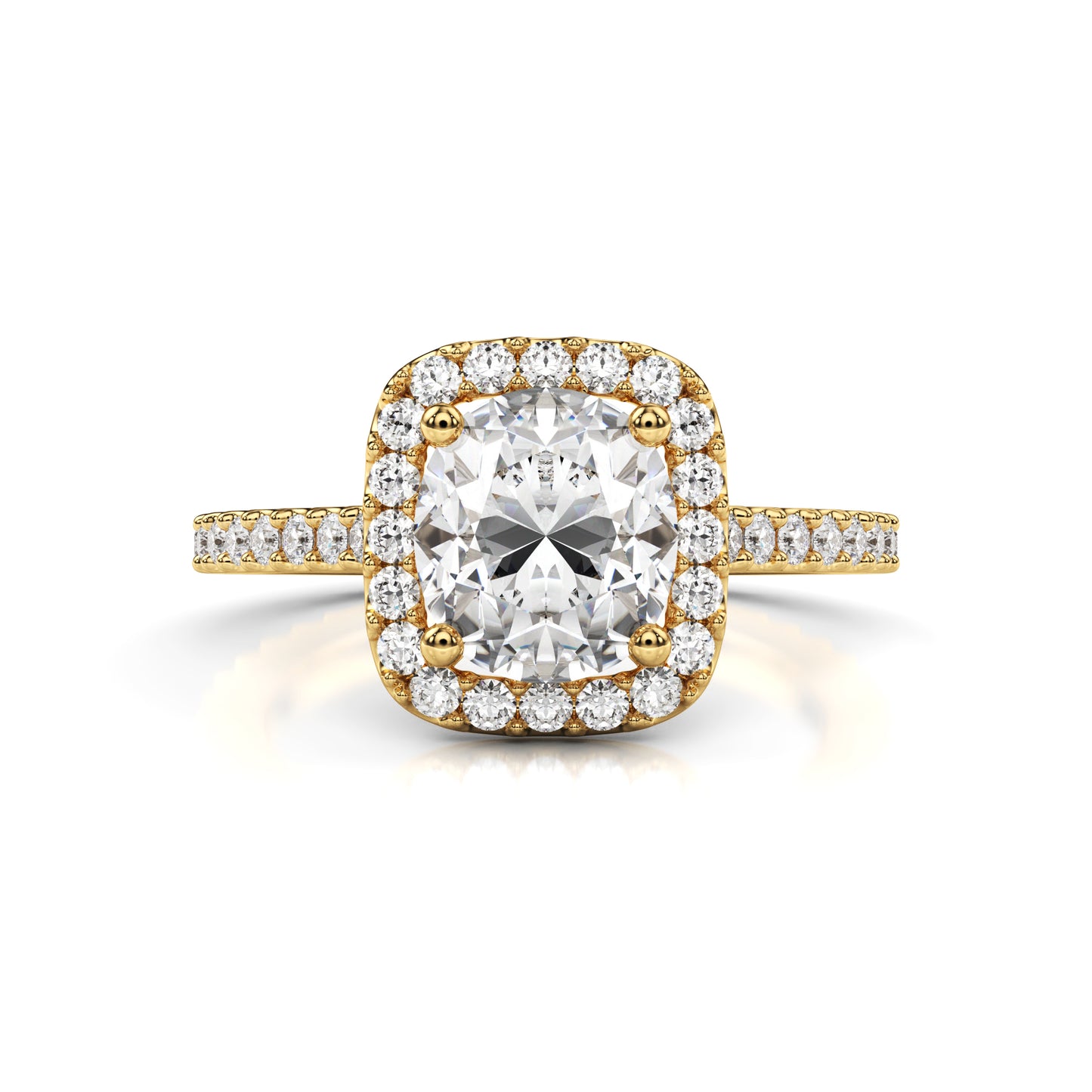 Cushion Halo Pavé Diamond Engagement Ring