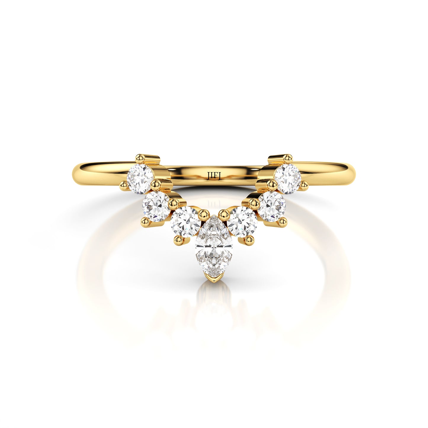Crown Curved Round & Marquise Diamond Eternity Band
