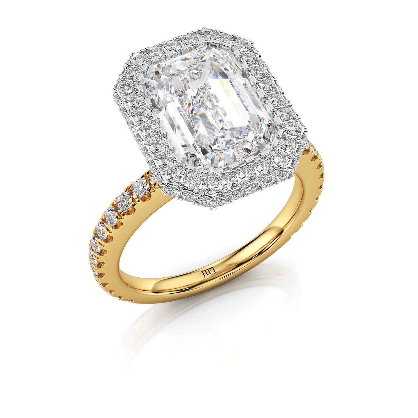 Lab Diamond Radiant Pavé Halo Engagement Ring