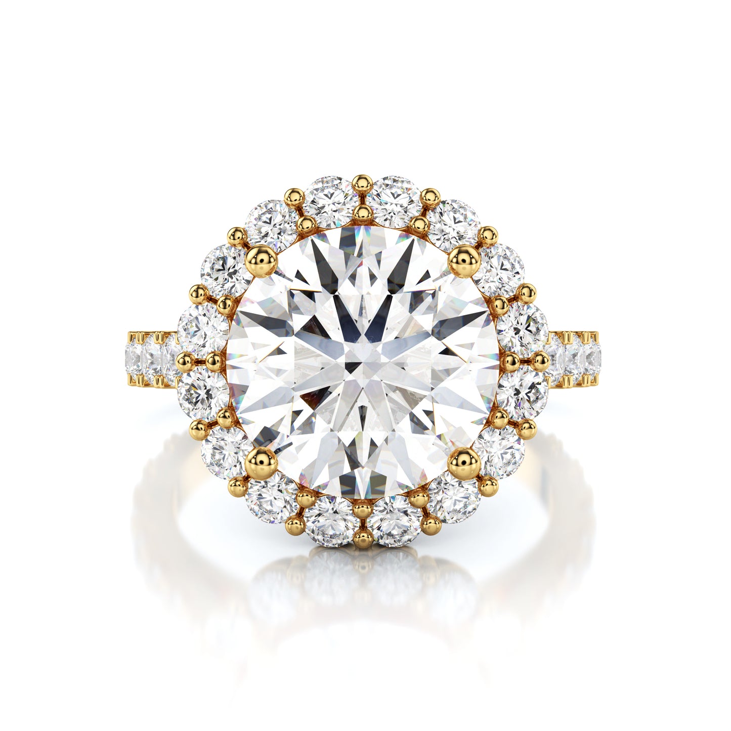 Bague de fiançailles halo de diamants ronds