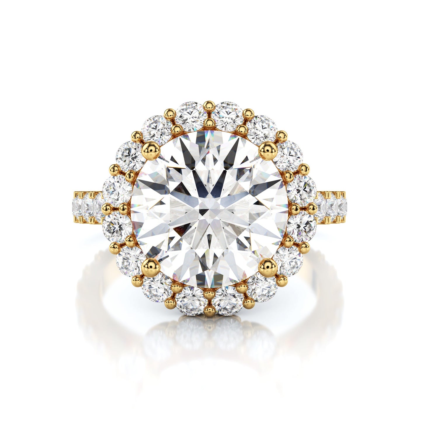 Bague de fiançailles halo taille rond diamant lab
