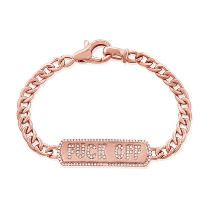 F OFF Diamond Link Bracelet