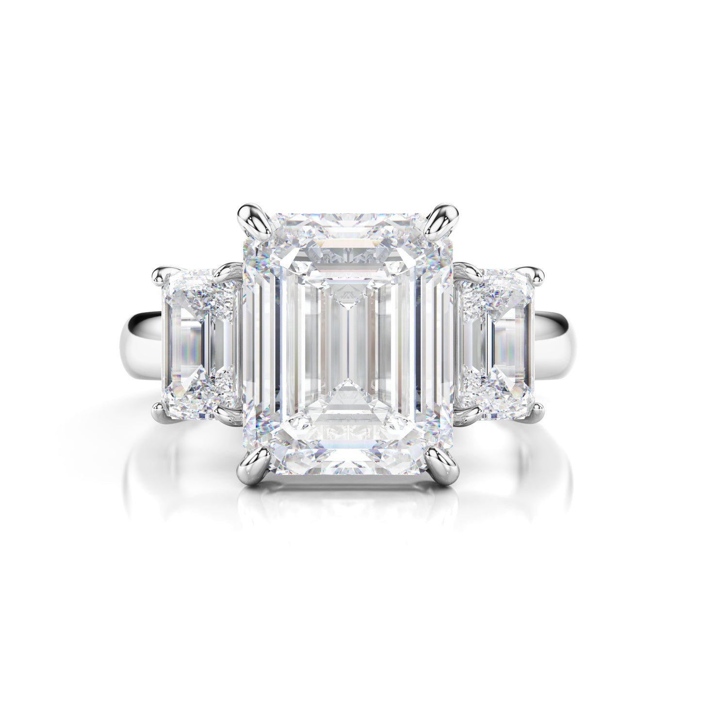 Three Stone Emerald Cut Engagement Ring