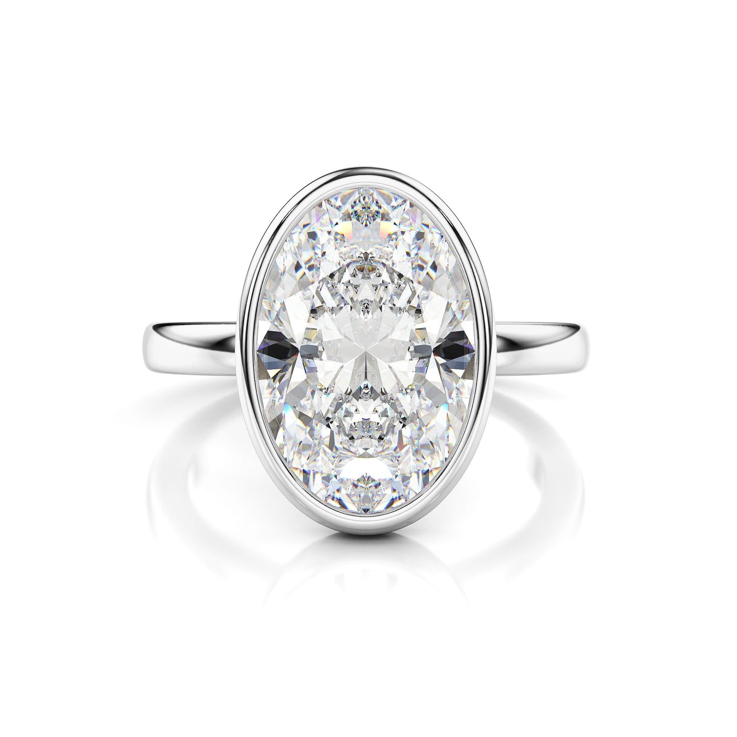 Lab Diamond Oval Bezel Engagement Ring