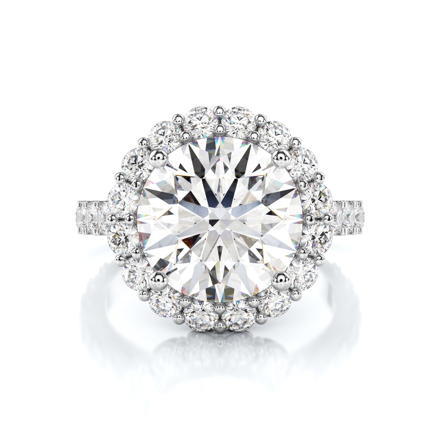 Bague de fiançailles halo de diamants ronds