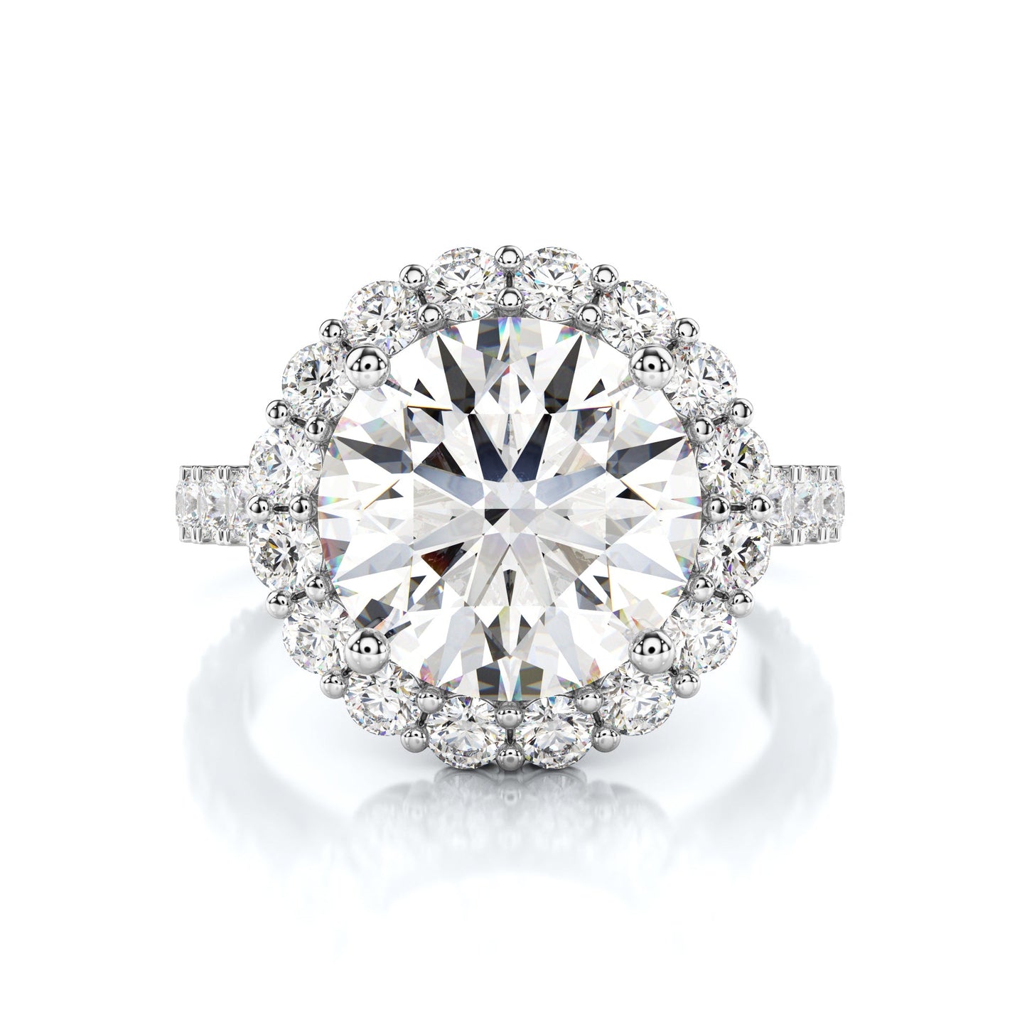 Bague de fiançailles halo taille rond diamant lab