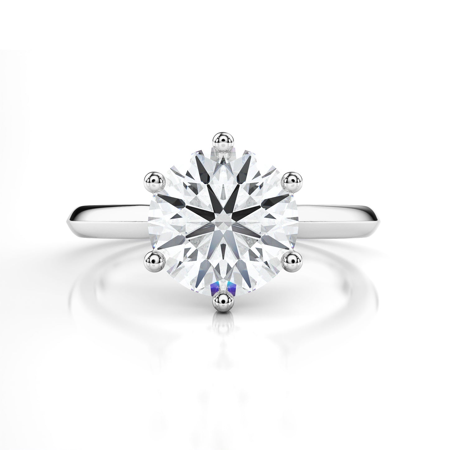 Bague de fiançailles diamant rond solitaire à six griffes