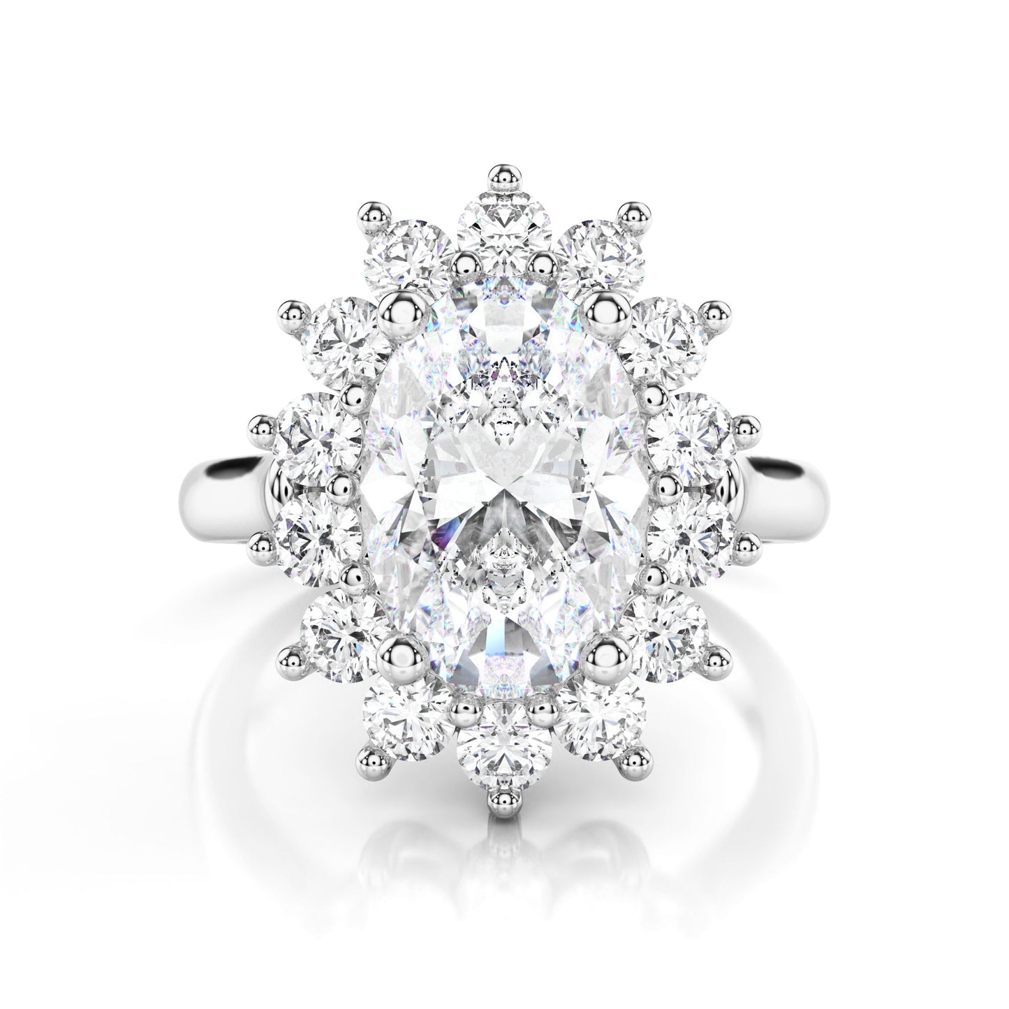 Bague de fiançailles ovale halo vintage Diamant lab