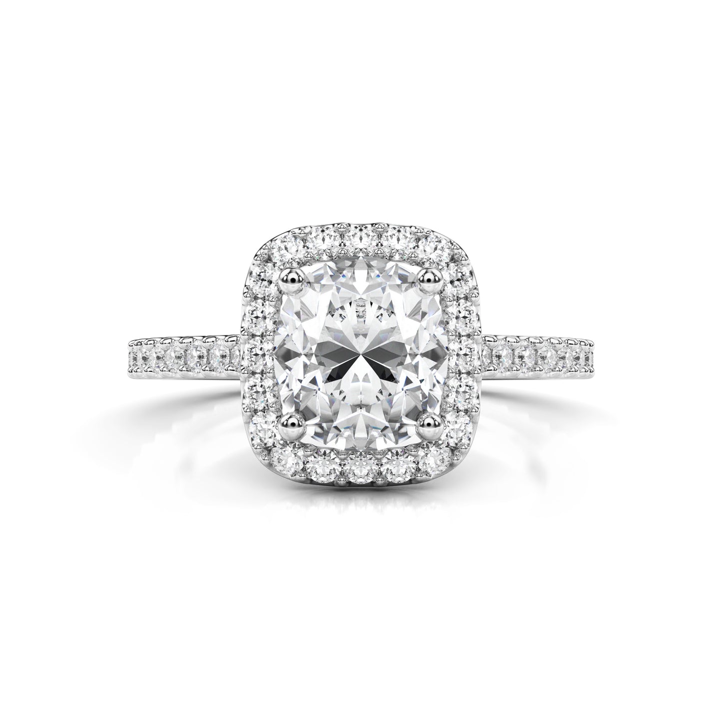 Cushion Halo Pavé Diamond Engagement Ring