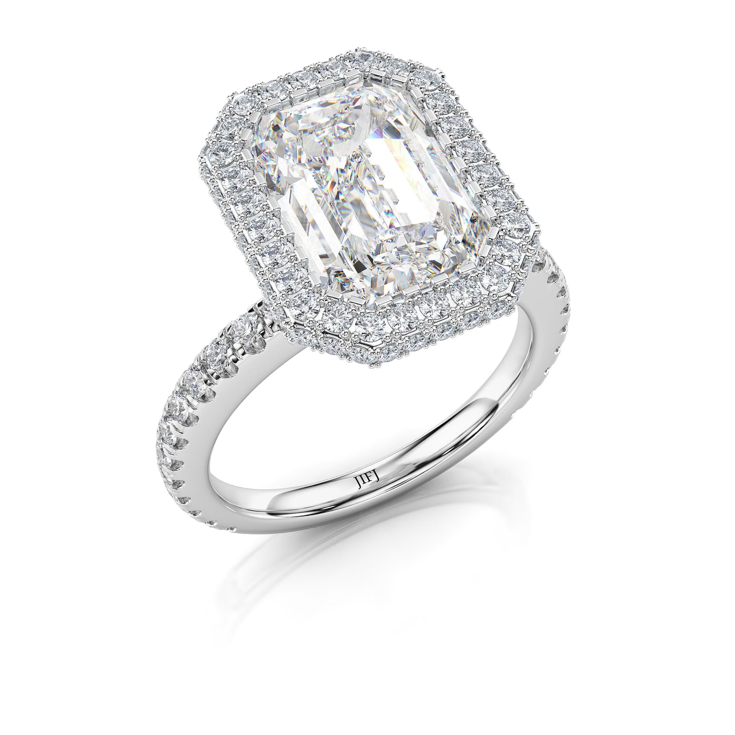 Radiant Cut Pavé Halo Engagement Ring