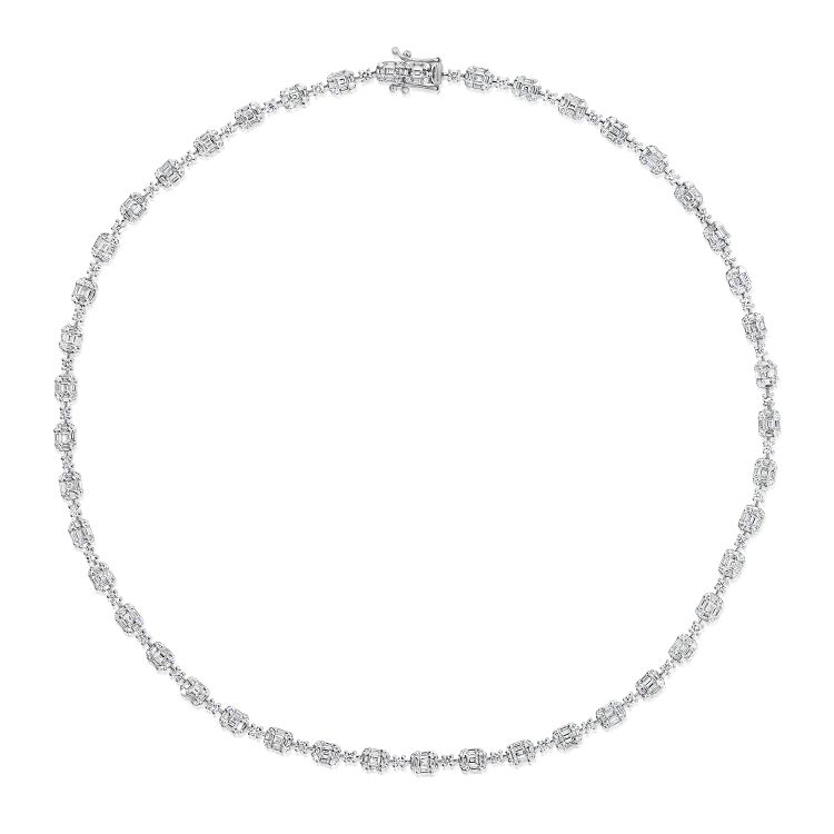 Collier Tennis Diamant Baguette