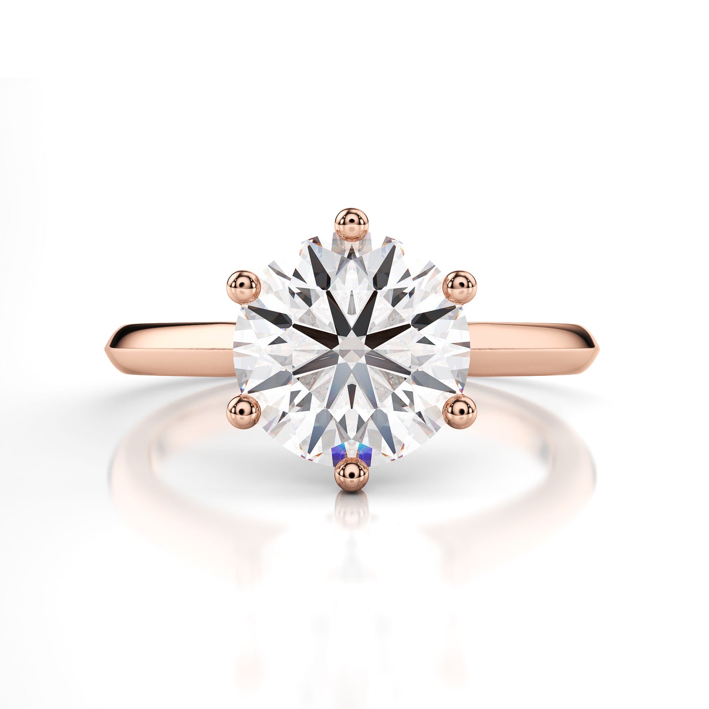 Bague de fiançailles diamant rond solitaire à six griffes