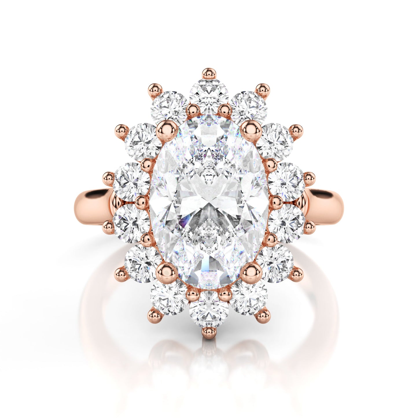 Bague de fiançailles ovale halo vintage Diamant lab